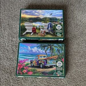 Cobble Hill 1000+ Piece Puzzle Set - Scenic Beach & Lakeside Prints